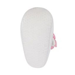 rsmart Infant New Baby Toddlers Boys and Girls Cotton White Sandal Booties With Pink Flower Patch [RSM_19] image 5