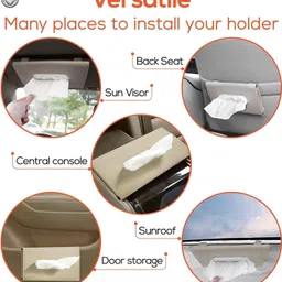 Yobbo Car Tissue Holder, Sun Visor Napkin Holder, Car Visor Tissue Papers Holder, Tissue Holder for Car, Tissue Dispenser Rectangular (Beige) image 3
