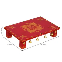 generic Ramkripa Art Chowk Purna Designed Wooden Chowki/Patla | Wooden patla for puja -12" (Length) x 8"(Width) x 2.5" (Height) Inch image 4
