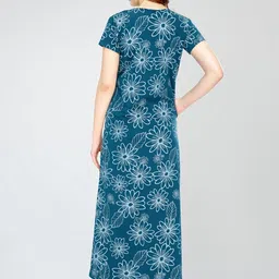 zeyo Women's Cotton Floral Printed Maxi Long Nighty for Women Stylish 5834 image 5