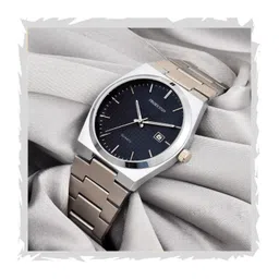 swadesi stuff Stainless Steel Date Display Mens Wrist Analogue Watch (Blue), Dial-Color:Multicolour, Band Color:Silver image 1