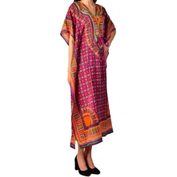 ukal Women's Kaftan Summer Maxi Kaftan Dress Beach Cover Up Ladies Kaftan Sleepwear Kaftan Night Gown Robe V-Neck Cover Up image 2