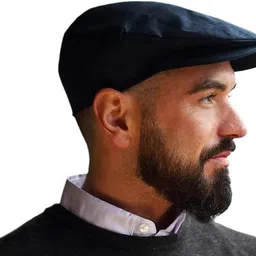 atabz Stylish Fancy Flat caps for Boys and Girls French British Head wear Hats Black image 2