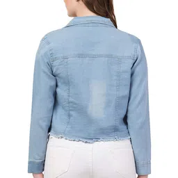 funday fashion Full Sleeve Blue Solid Women's Denim Jacket image 2