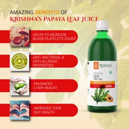 krishna's herbal & ayurveda Krishna's Papaya Leaf Juice - 500 ml | Fresh Papaya Leaves| Helps to boost platelets count image 3