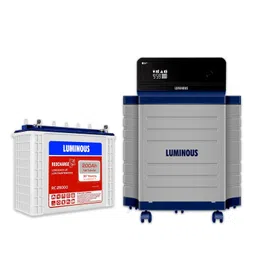 Luminous Inverter & Battery Combo with Trolley for Home, Office & Shops (Zelio+ 1100 Pure Sine Wave Inverter, RC 25000 200 Ah Tall Tubular Battery) - Blue image 1