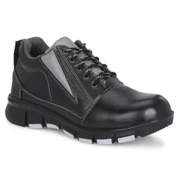 Ozarro Genuine Leather Black Steel Toe Safety shoe for Mens (S4456) Steel Toe Genuine Safety Shoe image 1