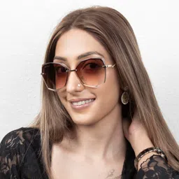 ted smith Women's UV Protection Metal Square Sunglasses image 2