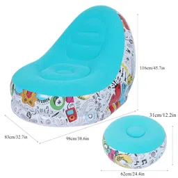 Generic Inflatable Lounger, Comfortable Non‑Slip Elastic Breathable Leisure Sofa, for Balcony Leisure Lounger Living Room with Footstool(Macaron Blue, 116 * 98 * 83cm)' image 2