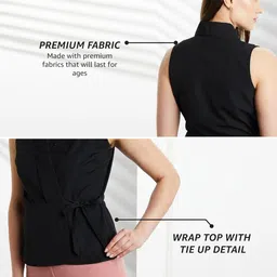 symbol premium Women's Solid Sleeveless Wrap Top (Regular Fit | Desk-to-Dinner) image 5