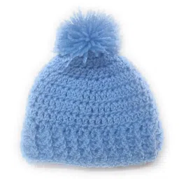 sabzcreations Baby Boys Wool Caps Newborn (Pack of 3) Blue,Grey and Mauve_0-3months image 3
