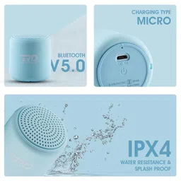 RD Mini Portable Bluetooth Speaker with TWS Feature, 5W Output, in-Build Mic for Calling, Bluetooth v5.0, 5 Hours of Playtime, Connect 2 Speaker at a Time, IPX4 Water Resistance-Blue image 3