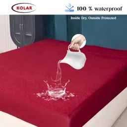 Kolar Premium Cotton Feel Mattress Protector| 100% Water Proof Protector King Size 78x72 Inches | Breathable and Hypoallergenic Ultra Soft Fitted Bed Protector Cover - King, Maroon image 2