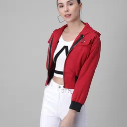 funday fashion Nylon Blend, Standard Length Womens Full Sleeve Solid Stylish Jacket image 2