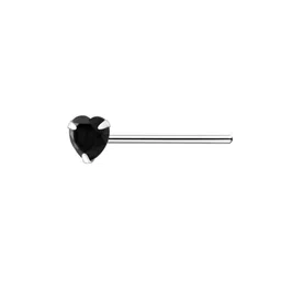 via mazzini Pure 92.5-925 Sterling Silver Romantic Crystal Heart Nose Pin for Women and Girls (NR05090) 1 Pc image 1