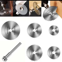 DIY Crafts Machine Not Included, Drill Saw Blades, Steel Saw Disc Wheel Cutting Blades with 1/8" Straight Shank Mandrel Rotary Machine Machine Not Included (Only 5 Blade 1 Mandrel, Pack Of 1 Kit) image 2