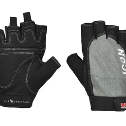 USI UNIVERSAL Gym Gloves, 733IG Icon Fitness Gloves For Men & Women, Workout Powerlifting Gloves, Microfiber, Polyester, Elastane & Foam Construction Weight Lifting Gloves (Large, Grey) image 1