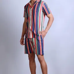 parcel yard Mens Printed Casual Shirts and Shorts Set | Button Down Co-ord Set | Beach Vacation Outfit | stylish cord set for men image 3