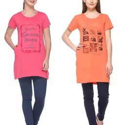 in love Women's Longline Side Pockets Side Slits Sleepwear Tshirts Combo (Pack of 2) (2CMTLPA7706A7_XL) image 5