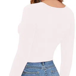 dream beauty fashion Women's V-Neck Full Sleeves Hosiery Crop Top (16" Inches) image 3