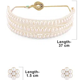 zaveri pearls White Pearls Multistrand Beaded Choker Necklace & Earring Set For Women-ZPFK16723 image 5
