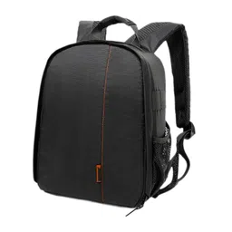 MERISHOPP DSLR Camera Backpack Camera Bag 9.8x6x13.3inch Compatible with Outdoor Activities Sturdy Black Orange image 4