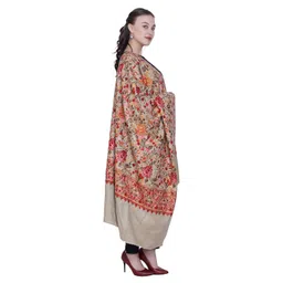 swi with label Women's Kashmiri Wool Blended Shawl Embroidered by Kashmiri Artisans, (Large Size - 40 x 80 Inches) image 5