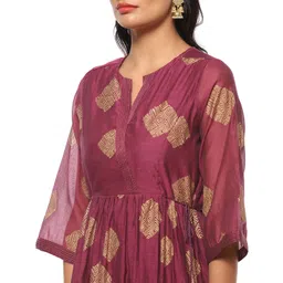 biba Women Cotton Blend Tiered Printed Maxi Dress image 5