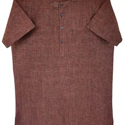 latest chikan Men's Cotton Blend Regular Textured Short Kurta Half Sleeves - Casual Ethnic Wear image 1