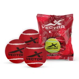 Vector X High Bounce Heavy Weight Tennis Ball for Cricket Practice, Street Match Ball, Training Exercise Ball for Outdoor & Indoor, Beginners & Pet Dog Play Ball (Pack of 3) Red image 1