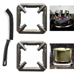 SpiderJuice 2Pc Removable Square Shape Gas Burner Stand for Small Utensils Vessels Vaghar Kadai Bowls Sauce Pans Tadka Pots Vati Chulha Stove Top Plate Support Jali Hot Bartan Holder Trivet image 1