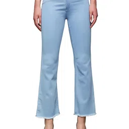 miss chase Women's Boot Cut High Rise Clean Look Cropped Stretchable Denim Jeans image 1