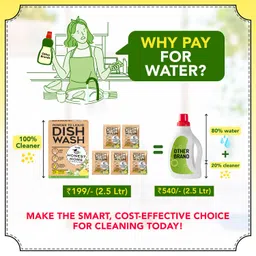 the honest home company The Honest Home Co. | Dishwash Liquid Powder to Liquid Dish Wash Refills | 2.5 Litres | Gentle on Skin | Easy to Make | 5 Sachets (500ml/sachet) - Lemon image 5