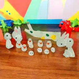 Krisah Miniature Glow in The Dark Animal Figurines, 15 Pieces, Resin Garden Decor Set with Rabbits and Ducks image 1
