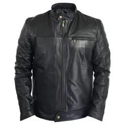 body guard Men's Black Genuine Leather Jacket (M) image 1