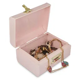 Elan Rectangular Vintage Decorative Jewelry & Trinket Storage Chest Trunk - Decorative Box (Dreaming, Light Pink, metal) image 1