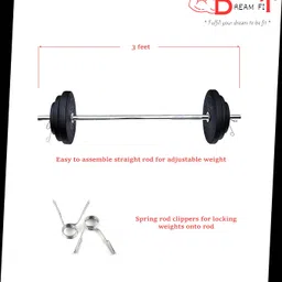 DREAM FIT PVC Home Gym Set - 50 Kg with 8in1 Gym Bench, 3 ft Curling Rod, 3 ft Straight Rod, 1 Pair Dumbbell rods and Gym Accessories (50kg) image 5
