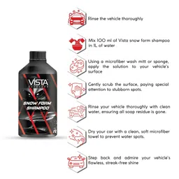 Vista Auto Care Snow Foam Shampoo 1L(1000ml) - PH Balance Formula, For Car, Bike & All Automotive | High Snow Foam Shampoo | Paint Safe & Removes Tough Dirt | Clean, Protect, Shine All Purpose Shampoo image 3