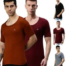 lux cozi Men's Pack of 5 Multicolor Half Sleeves Cotton Vest image 1