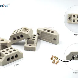 3 Way Porcelain Ceramics Terminal Blocks- 15 A 230 V High Temperature Connectors for Electric Wire Cable, Pack of 6 image 2