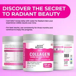 the body reserve Marine Collagen Supplement For Women,Men (Orange-200g) With Sodium Hyaluronate,Vitamin C,E & Biotin,High Absorption Marine Collagen Peptides ,powder,1 count,25 Servings image 5