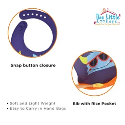 THE LITTLE LOOKERS Silicone Baby Feeding Bib for Kids/Toddlers with Adjustable Strap, Waterproof, Easy to Wash, Stain Proof | BPA Free/Soft Material Bibs with Tray/Food Catcher (0-3 years) (Pack of 1) image 4