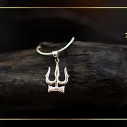 azita 925 Sterling Silver God shivji Trishul with Damru Pendant for Men and Women without chain with Certificate of Authenticity and 925 Stamp image 3