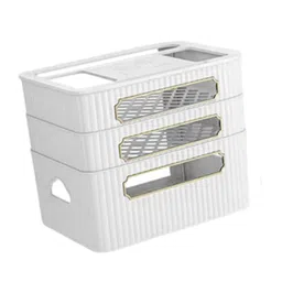 THE STYLE SUTRA Router Rack Space Saving Cable Management Box for Living Room Bedroom Office White 3 Tier image 1