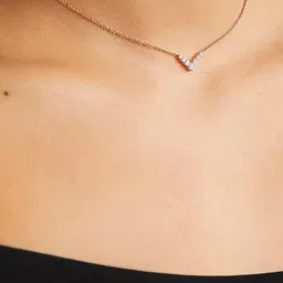 minutiae V Shape Crystal Cubic Zirconia Diamonds Pendant Charm Necklace for Women & Girls | Stylish Design with Extendable Chain | Skin Friendly and Ideal Gift For Multiple Occasion image 2