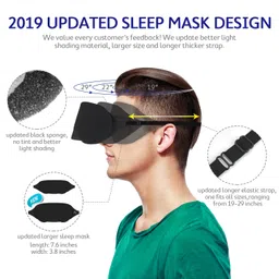 Mavogel Cotton Sleep Eye Mask - Updated Design Light Blocking Sleep Mask, Soft and Comfortable Eye Blindfold for Men Women, Eye Mask for Sleeping/Travel/Shift Work, Includes Travel Pouch, Grey & Black image 3