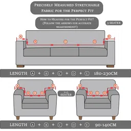 Lukzer 5 Seater Grey Marble Universal Sofa Cover with 2 Pillow Cover | 140 GSM Stretch Fit Polyester & Spandex Slipcover | Fully Covered 3+1+1 Seater Anti-Slip & Washable Protector (SC-039-05) image 2