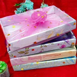 VRB Dec Tm 4 Pcs Gift Box/Gift Boxes For Packaging/Corrugated Boxes With Net & Twisster/Birthday Gift Packing Box/Hamper Box (Design - 4),Multicolor image 5