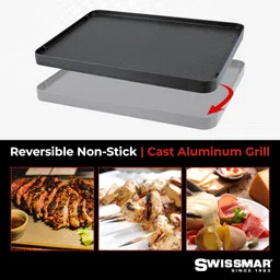 Swissmar KF-77041 Classic 8-Person Raclette with Reversible Cast Aluminum Non-Stick Grill Plate/Crepe Top, Black image 5