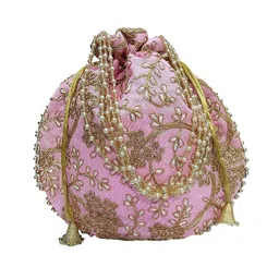 athz Potli bag Green | Pink | Blue | black | Peach handbags for Women Hand carry pouches for Return gifting ethnic potli bags Embroidered image 4